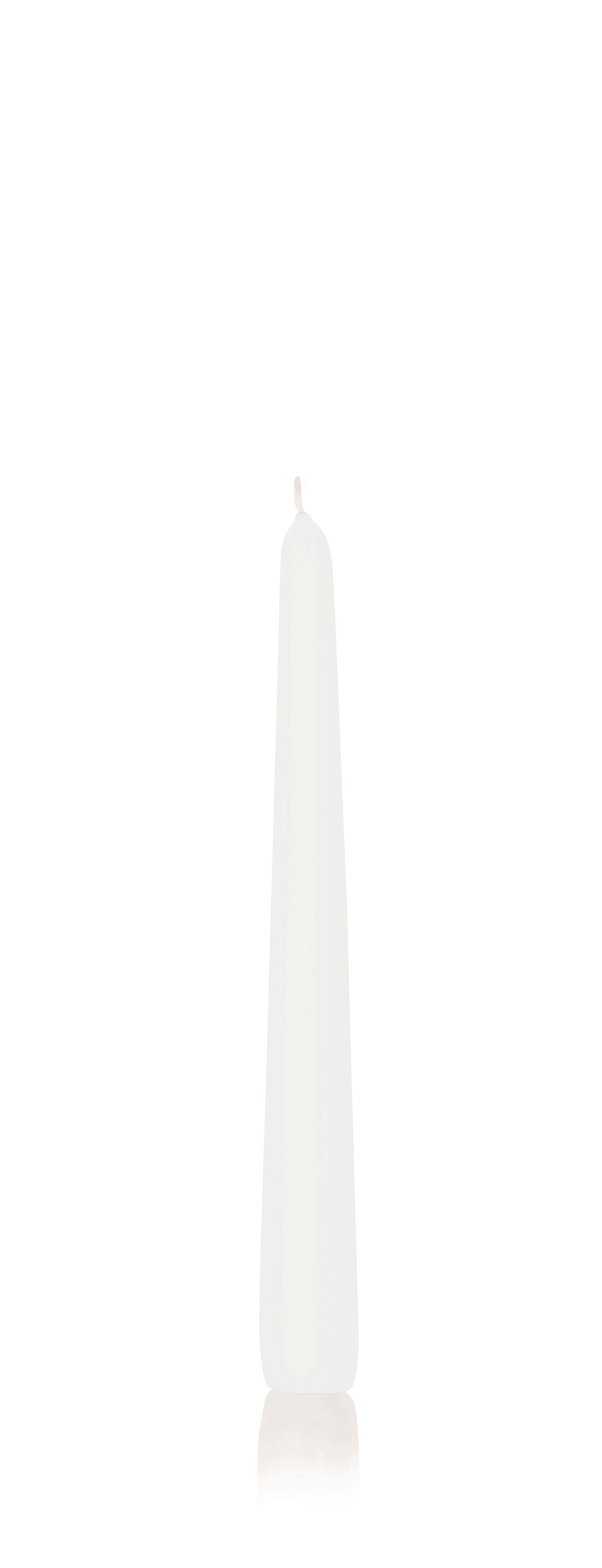 50x Konische Kerzen in Cellophan 250/25mm (Weiß)