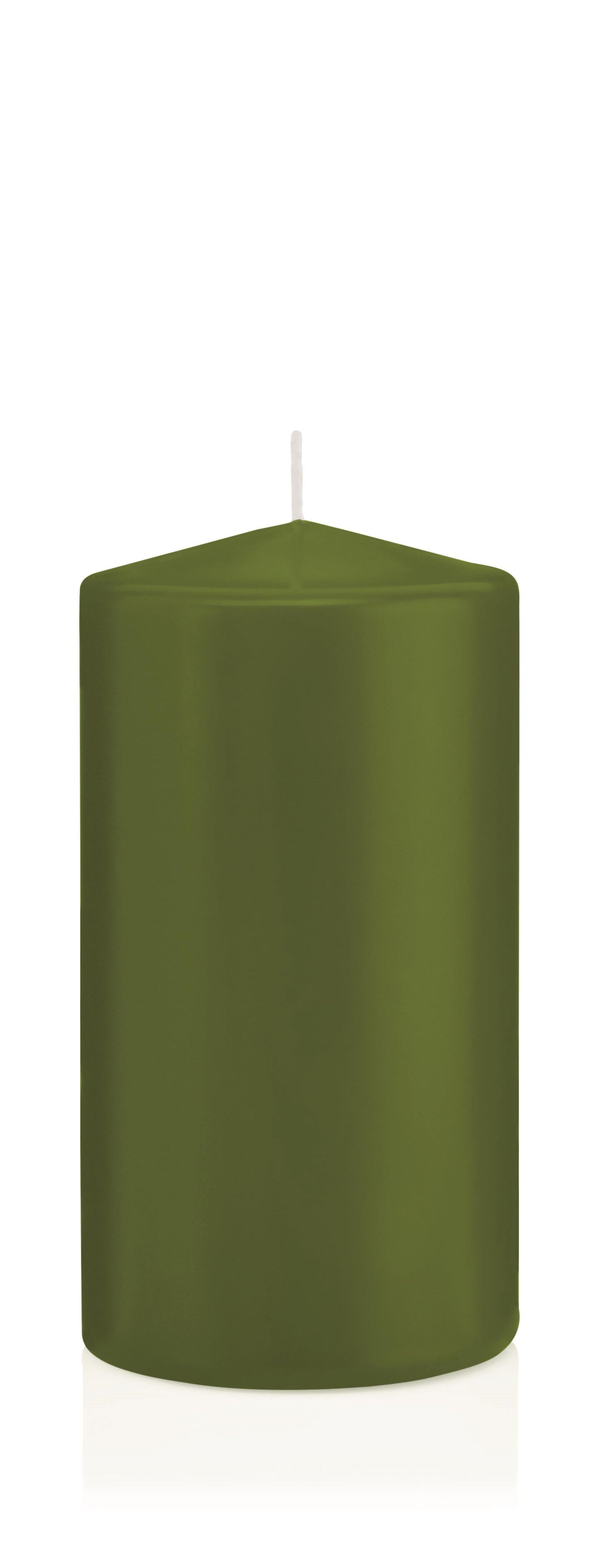 6x Stumpenkerzen in Cellophan 150/80mm (Olive)