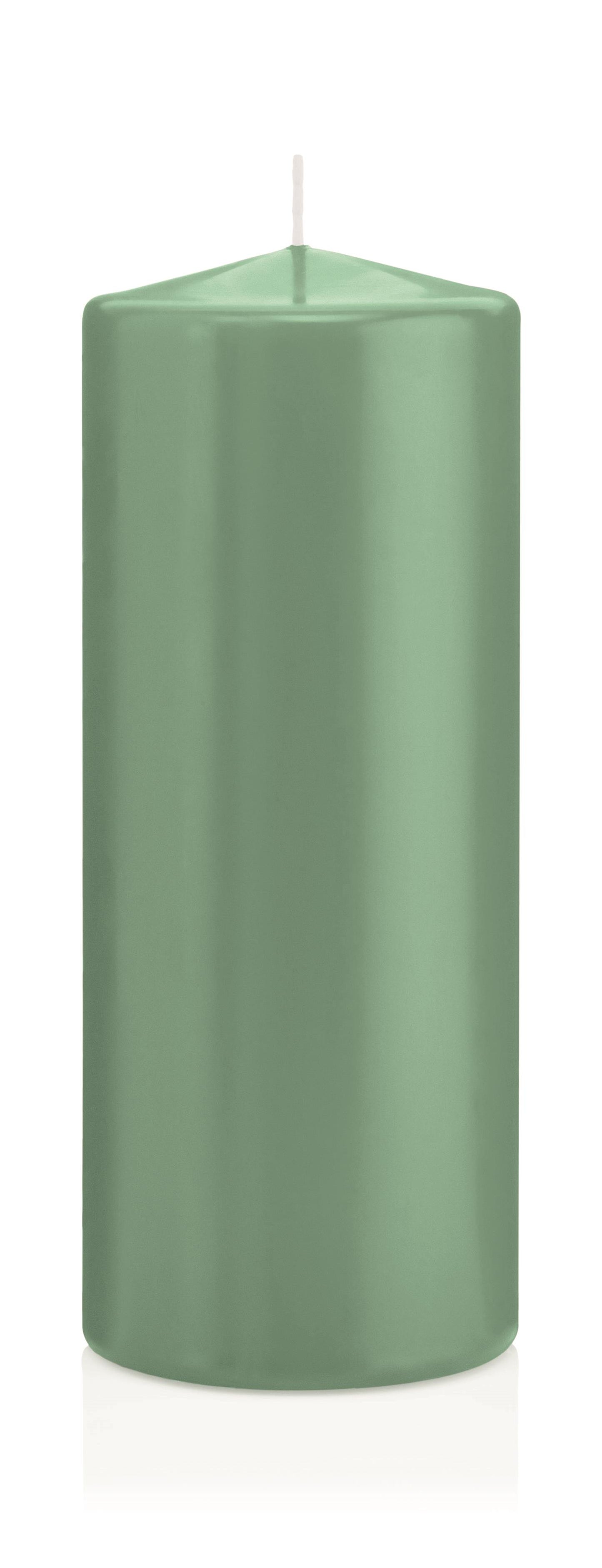 6x Stumpenkerzen in Cellophan 200/80mm (Reseda)