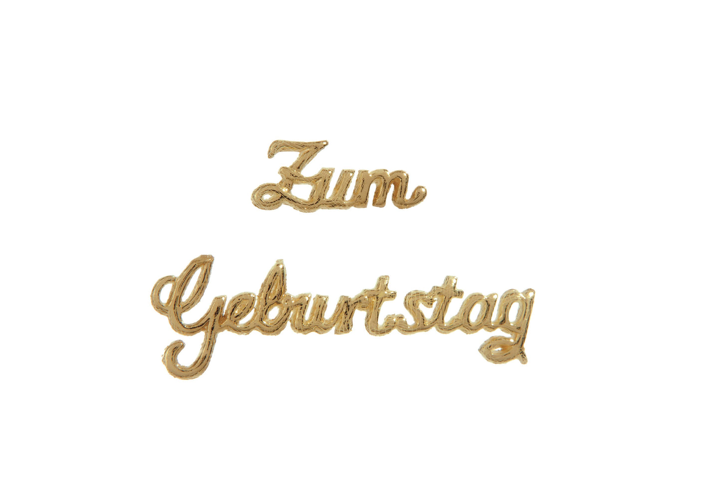 3x Verzierornament Schrift Zum Geburtstag 12/90mm (Gold)