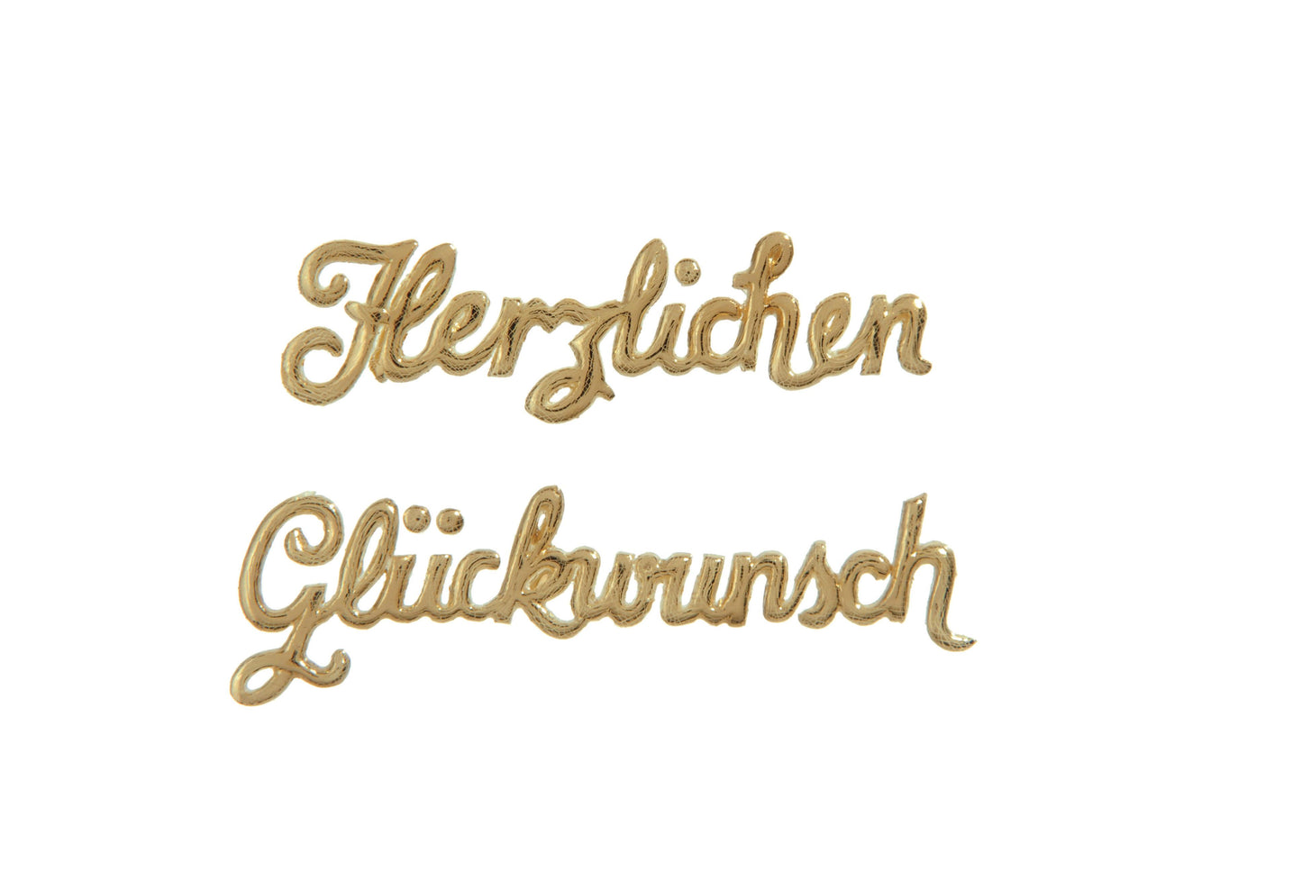 3x Verzierornament Schrift Herzlichen Glückwunsch 15/120mm (Gold)