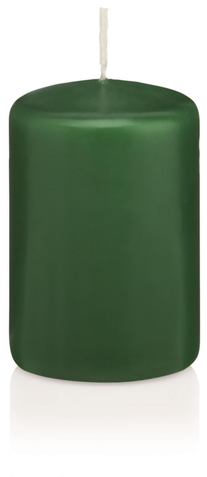 8x Stumpenkerzen lackiert Velvet 100/60mm (Dunkelgrün)