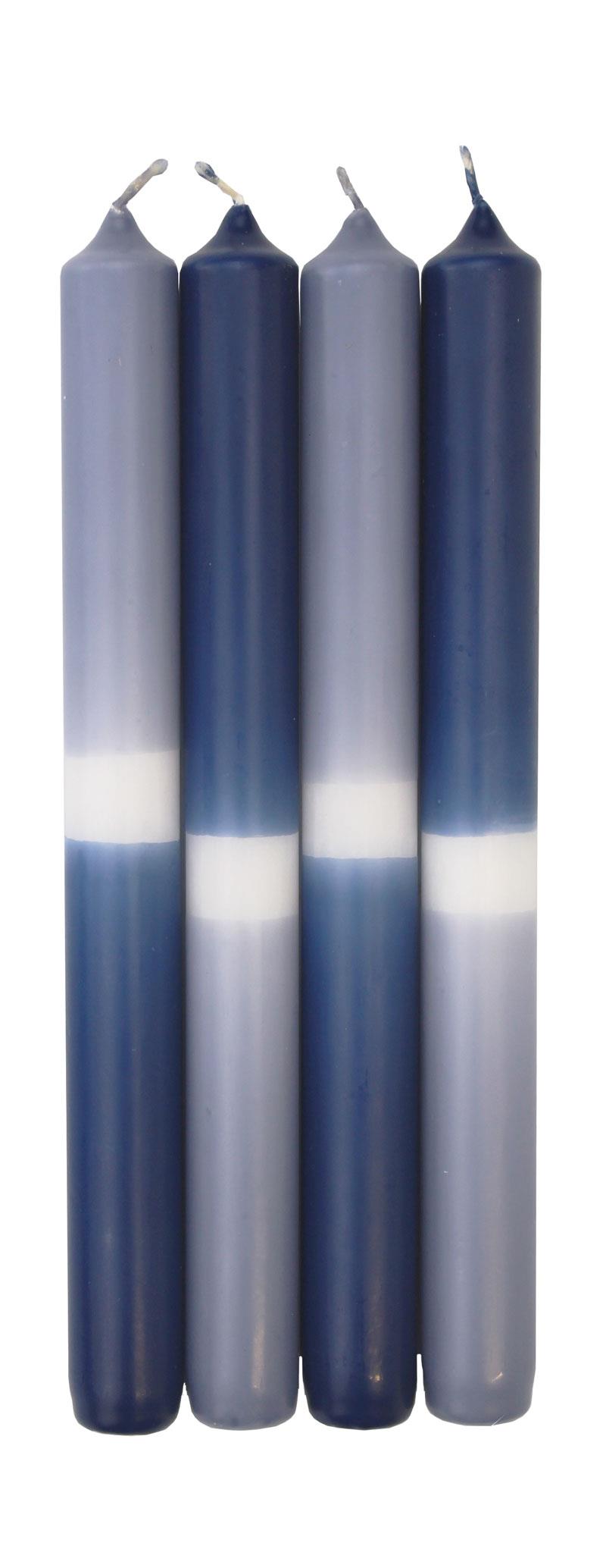 4x Dip Dye Candles 006 Dunkelblau - 124 Graublau 250/23mm (Sortiert)