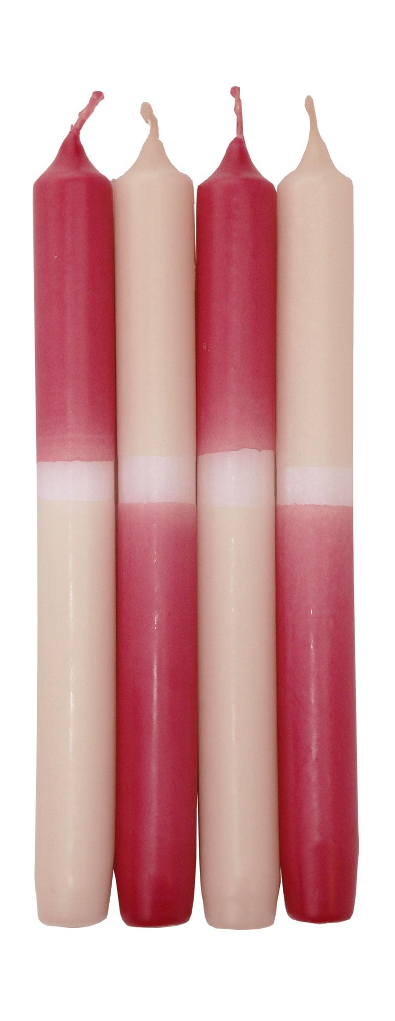 4x Dip Dye Candles 127 Himbeer - 038 Creme 250/23mm (Sortiert)