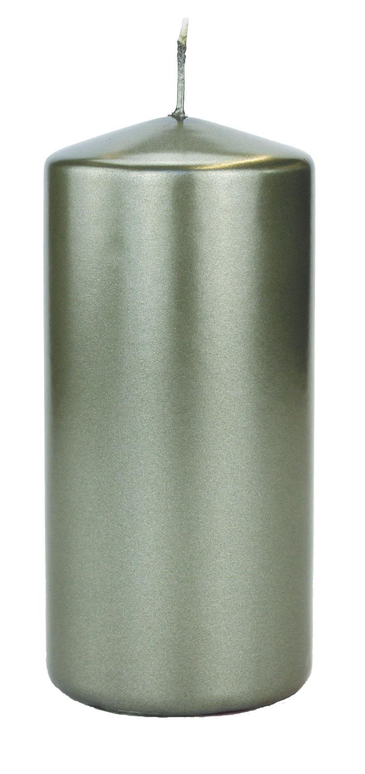 4x Flachkopfkerze Metallic 150/70mm (Jadegrün Metallic)