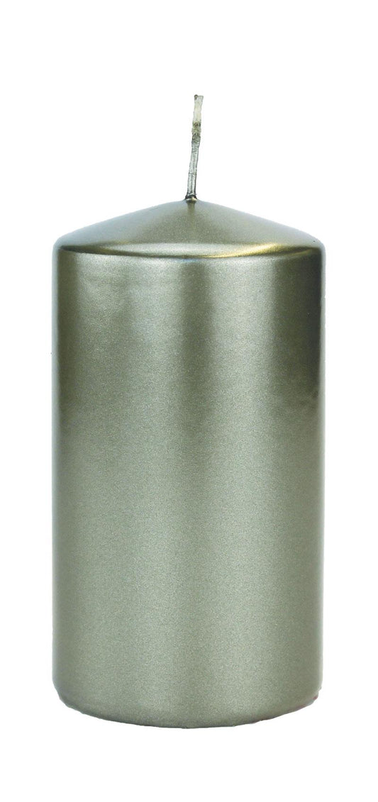 4x Flachkopfkerze Metallic 130/70mm (Jadegrün Metallic)