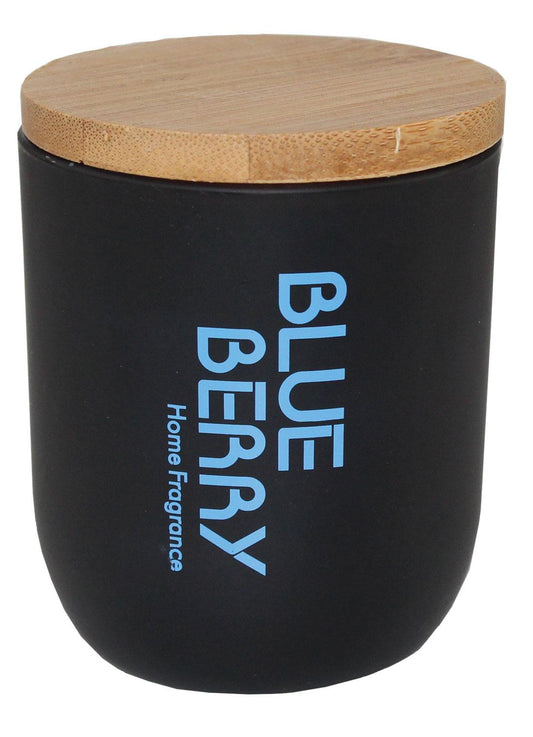 4x Duftkerze im Glas -Blueberry- mit Holzdocht 85/70mm (Himmelblau)